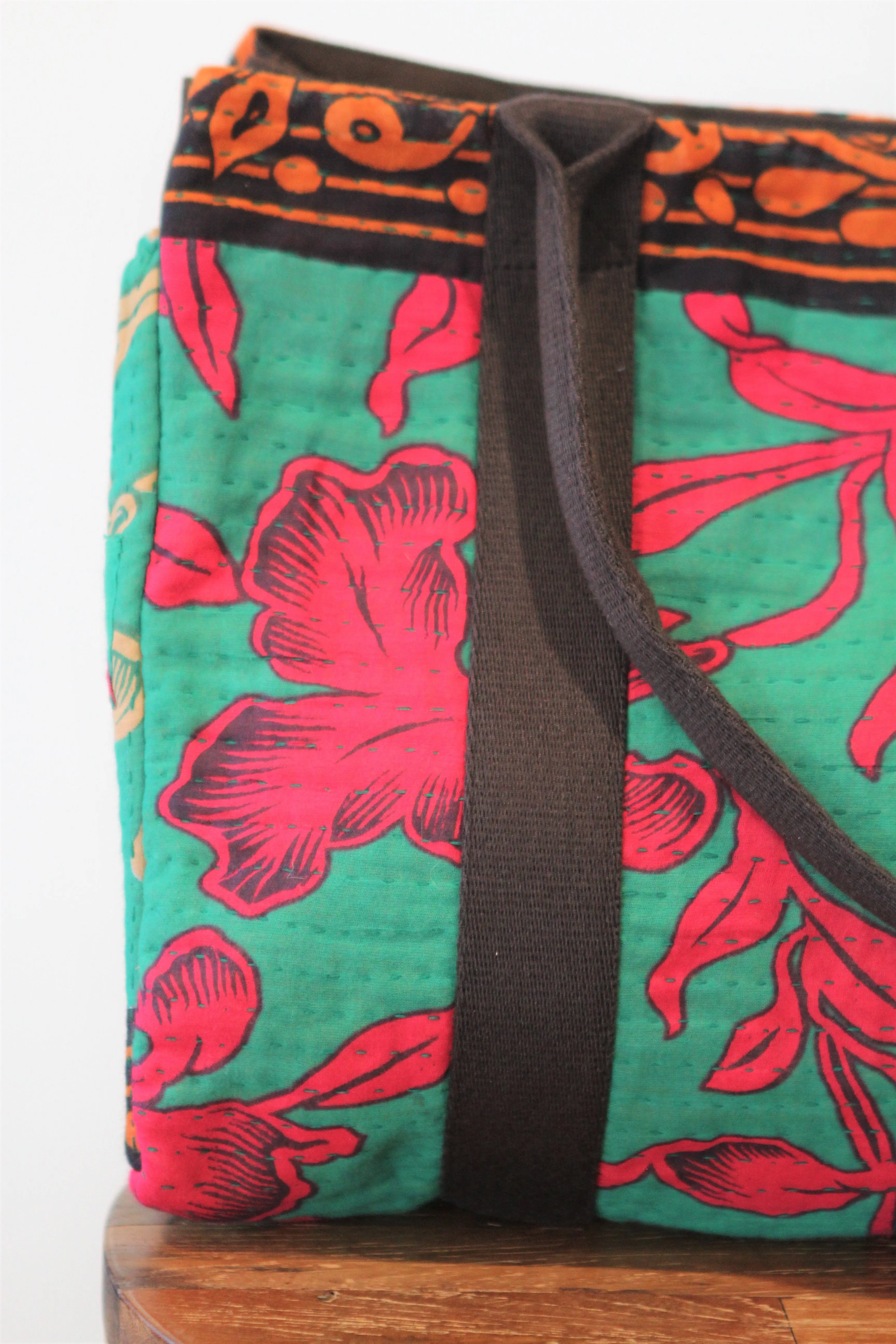 Jiya Carry All Bag - Green, Pink & Orange