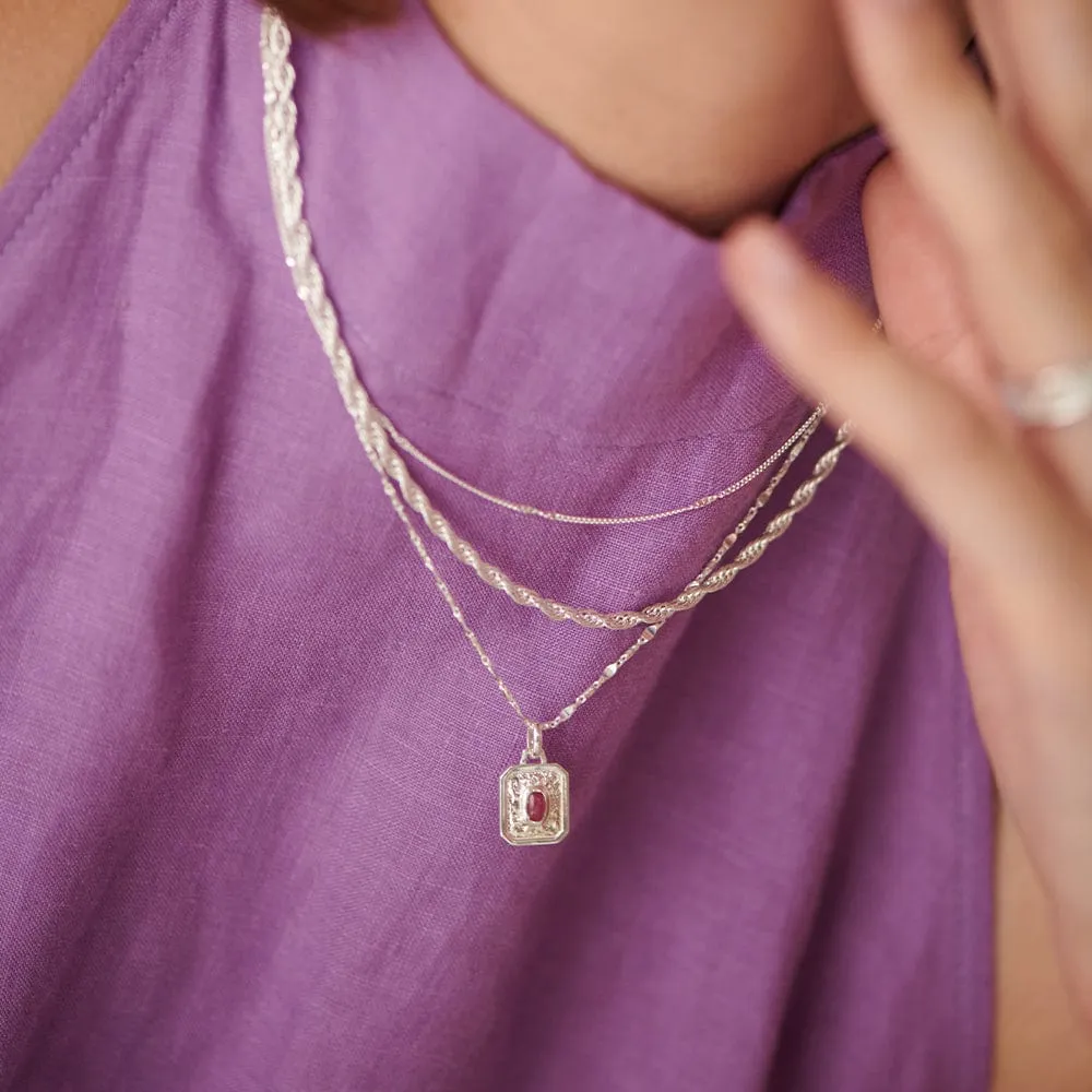 July Birthstone Recycled Sterling Silver Necklace BS07_SLV