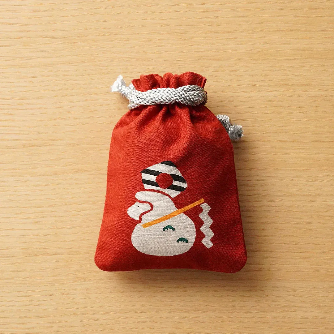 Katazome Small Talisman Bag - Monkey -,  Drawstring Pouch,  Japanese traditional craft bag