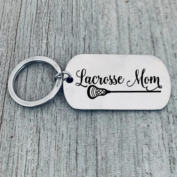 Lacrosse Mom Keychain - Rectangular - Pick Style