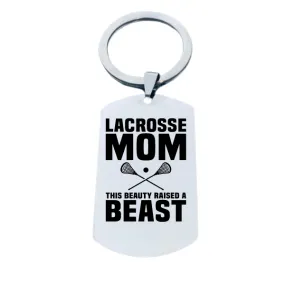 Lacrosse Mom Keychain - Rectangular - Pick Style