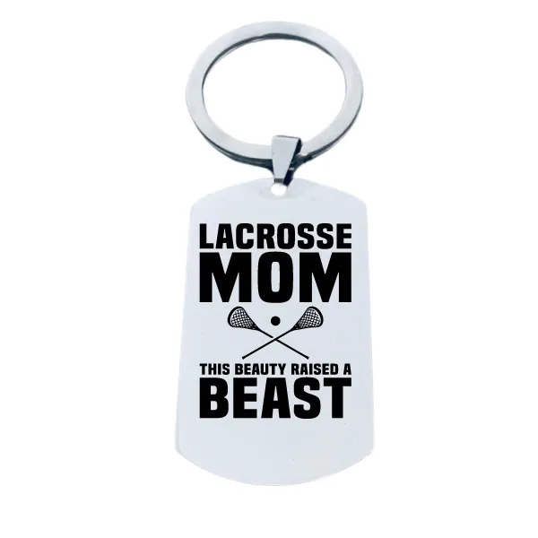 Lacrosse Mom Keychain - Rectangular - Pick Style
