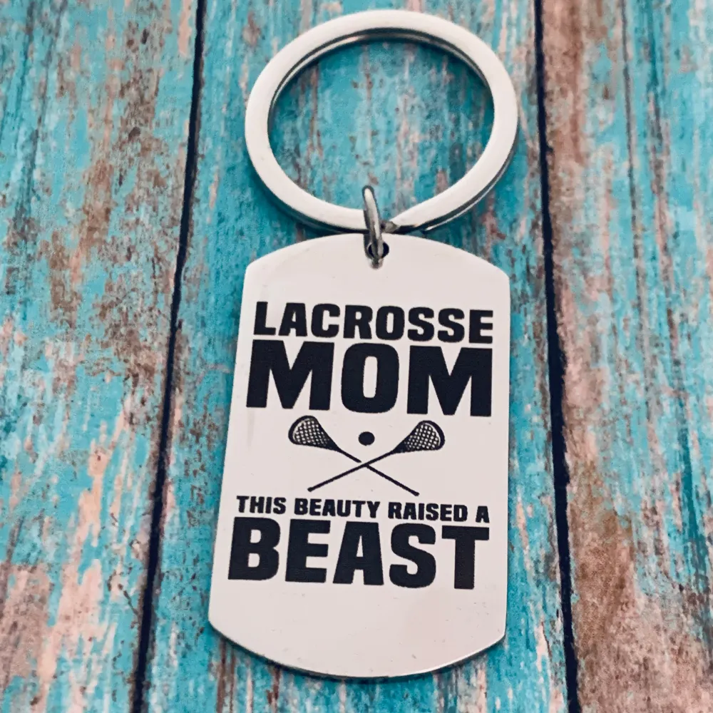 Lacrosse Mom Keychain - Rectangular - Pick Style