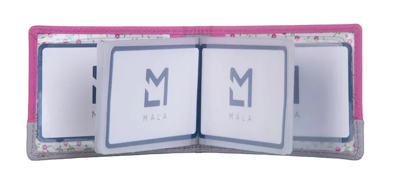 Mala Leather Cat & Mouse ID / Card Holder / Purse Pink