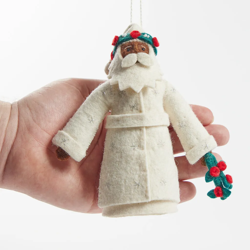 Mistletoe Father Christmas Ornament - Deep Brown