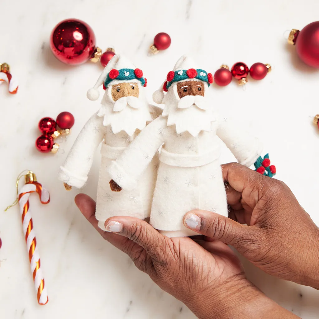 Mistletoe Father Christmas Ornament - Deep Brown