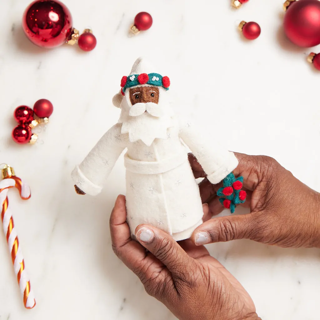Mistletoe Father Christmas Ornament - Deep Brown