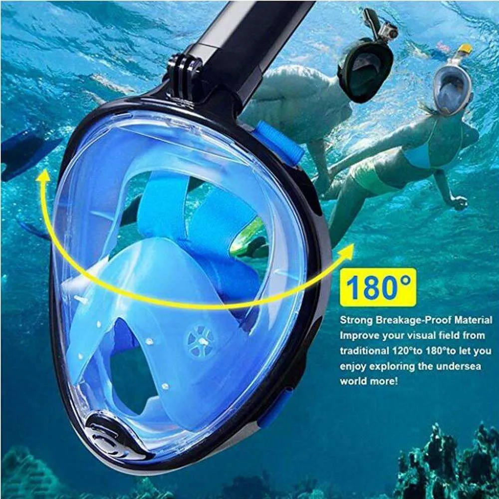Nautical Neptune Full Face Snorkeling Mask with Go Pro Camera Attachment