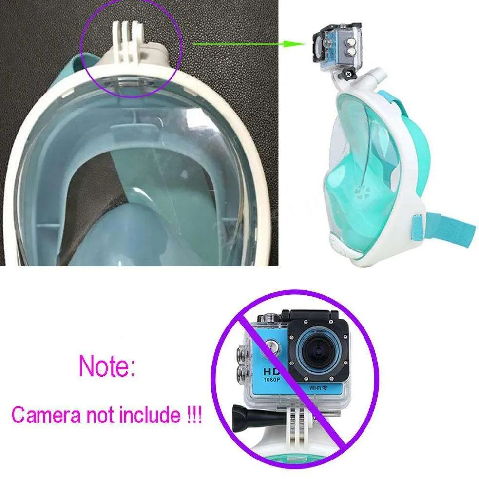 Nautical Neptune Full Face Snorkeling Mask with Go Pro Camera Attachment