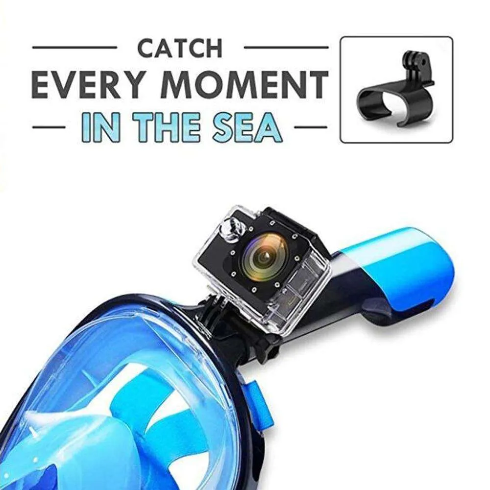 Nautical Neptune Full Face Snorkeling Mask with Go Pro Camera Attachment