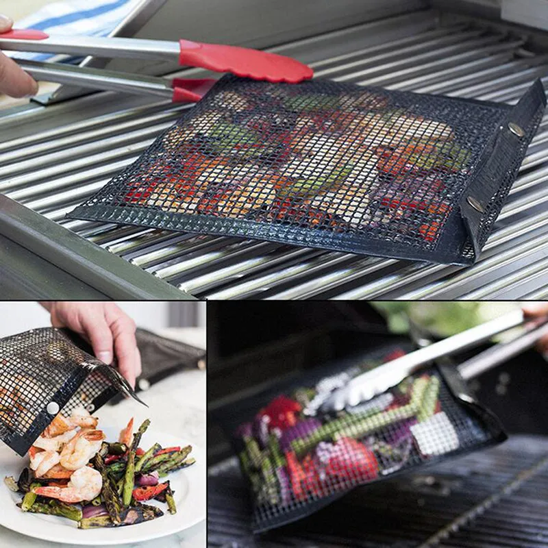 Non-stick Mesh Grilling Bag Reusable BBQ Fruit And Vegetable Meat Storage Bag Barbecue Heat Resistant Bags
