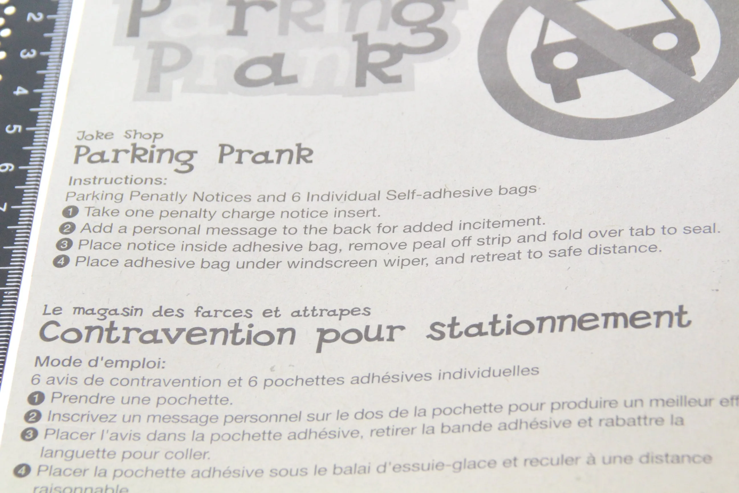 Novelty Joke Parking Prank Fake Penalty Notice