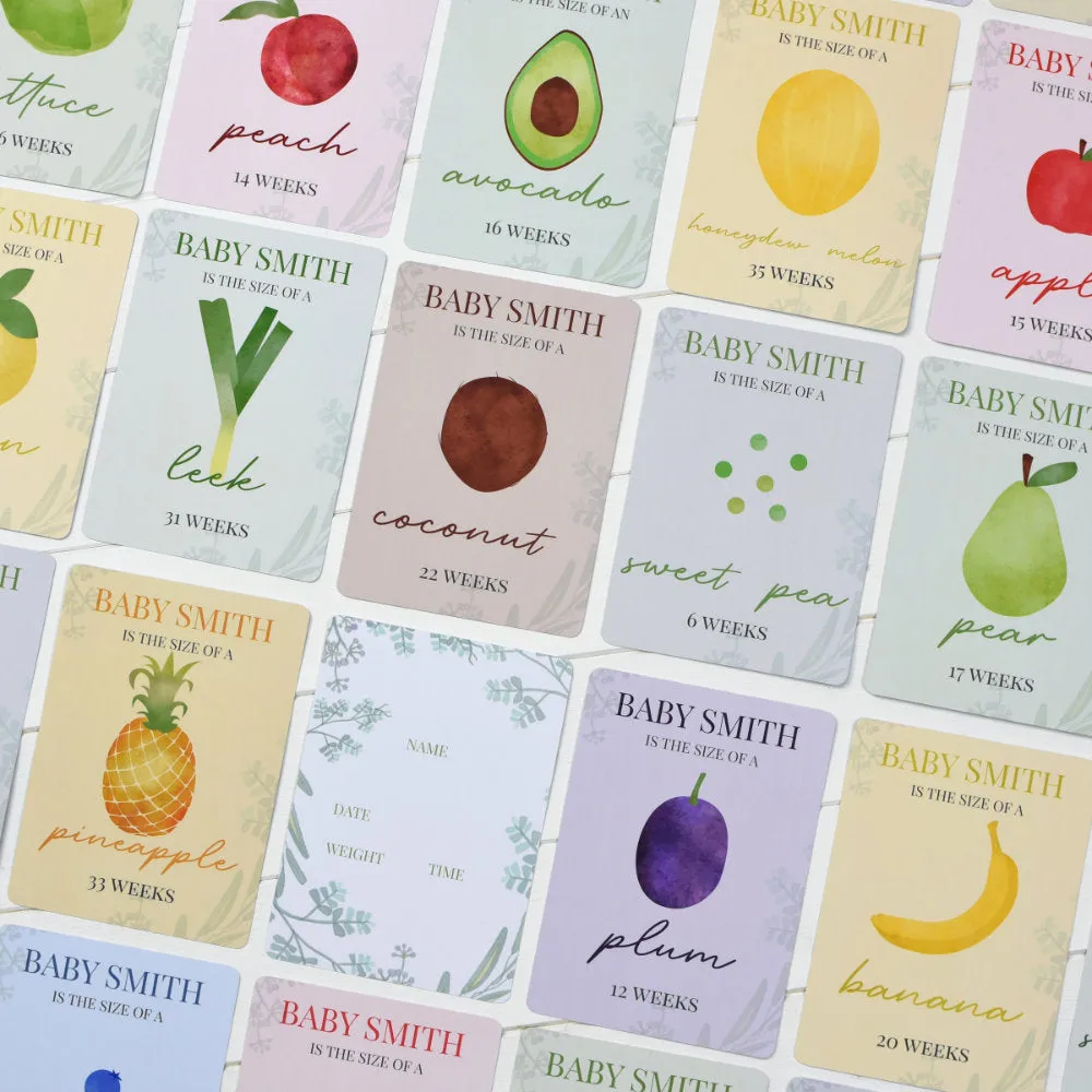 Personalised Bump to Baby Milestone Cards