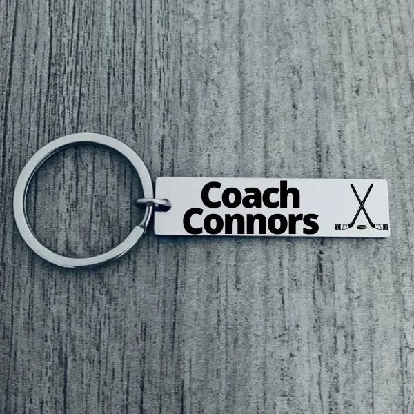Personalized Engraved Ice Hockey Coach Keychain