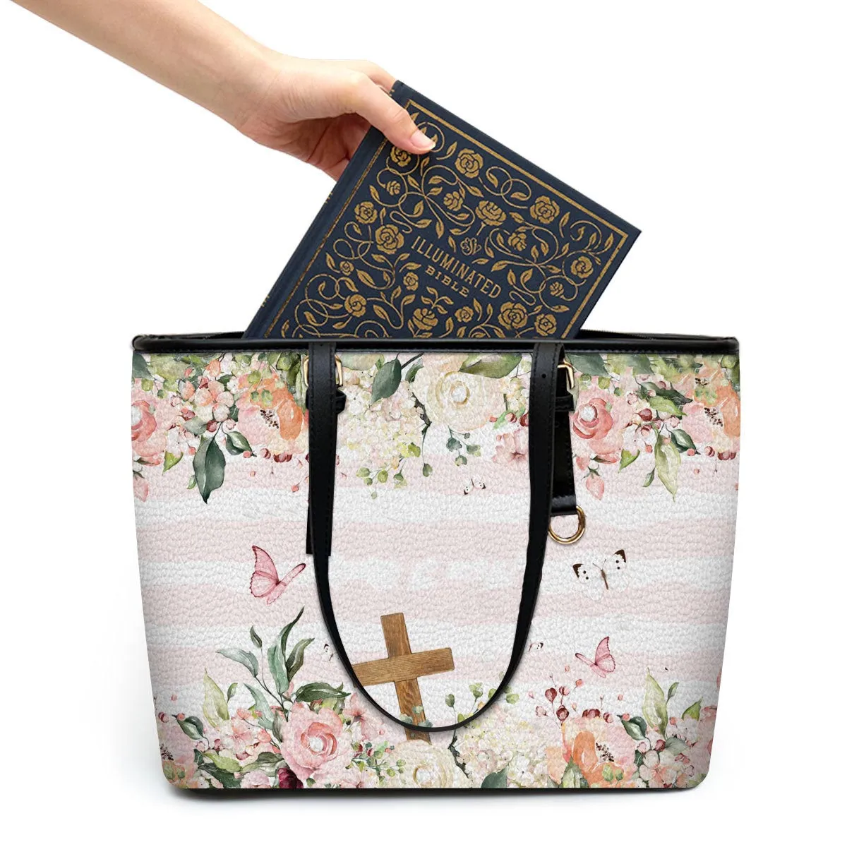 Pretty Cross Large Pu Leather Tote Bag For Women - Mom Gifts For Mothers Day