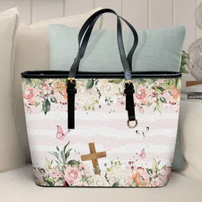 Pretty Cross Large Pu Leather Tote Bag For Women - Mom Gifts For Mothers Day