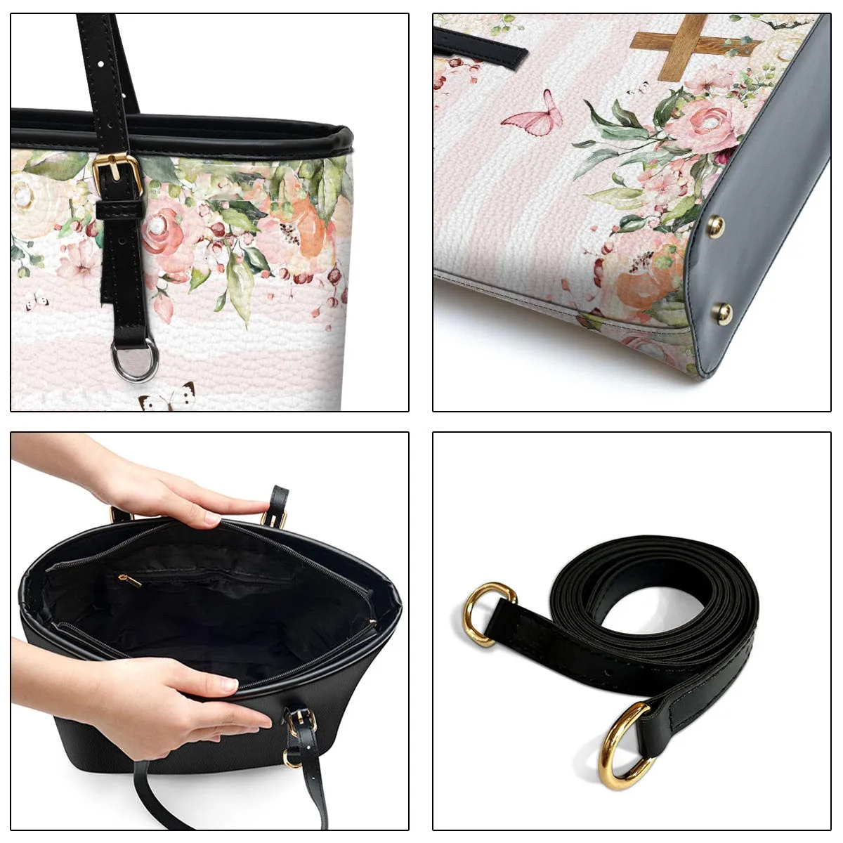 Pretty Cross Large Pu Leather Tote Bag For Women - Mom Gifts For Mothers Day