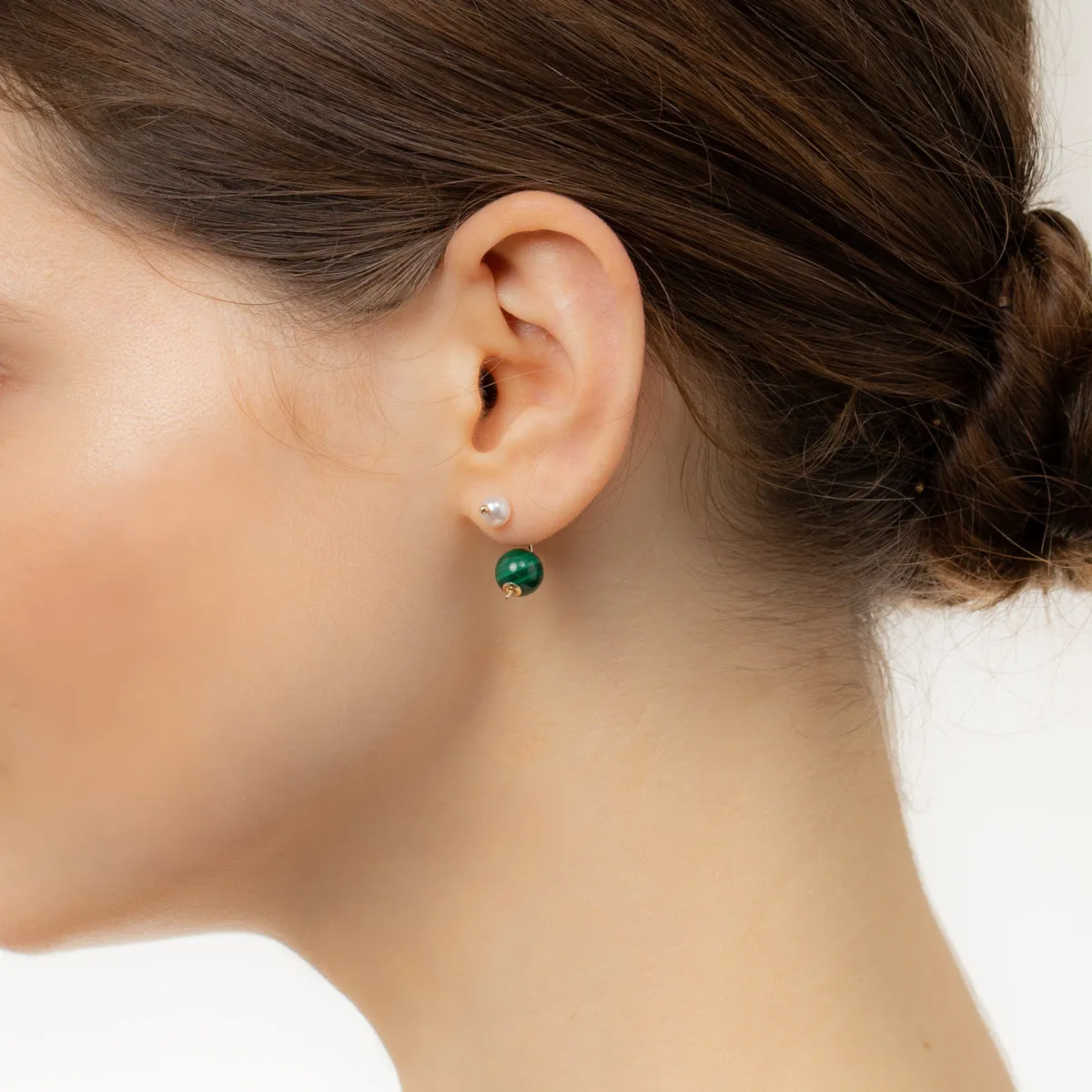"Bumble Bee" Pearl Malachite Earring