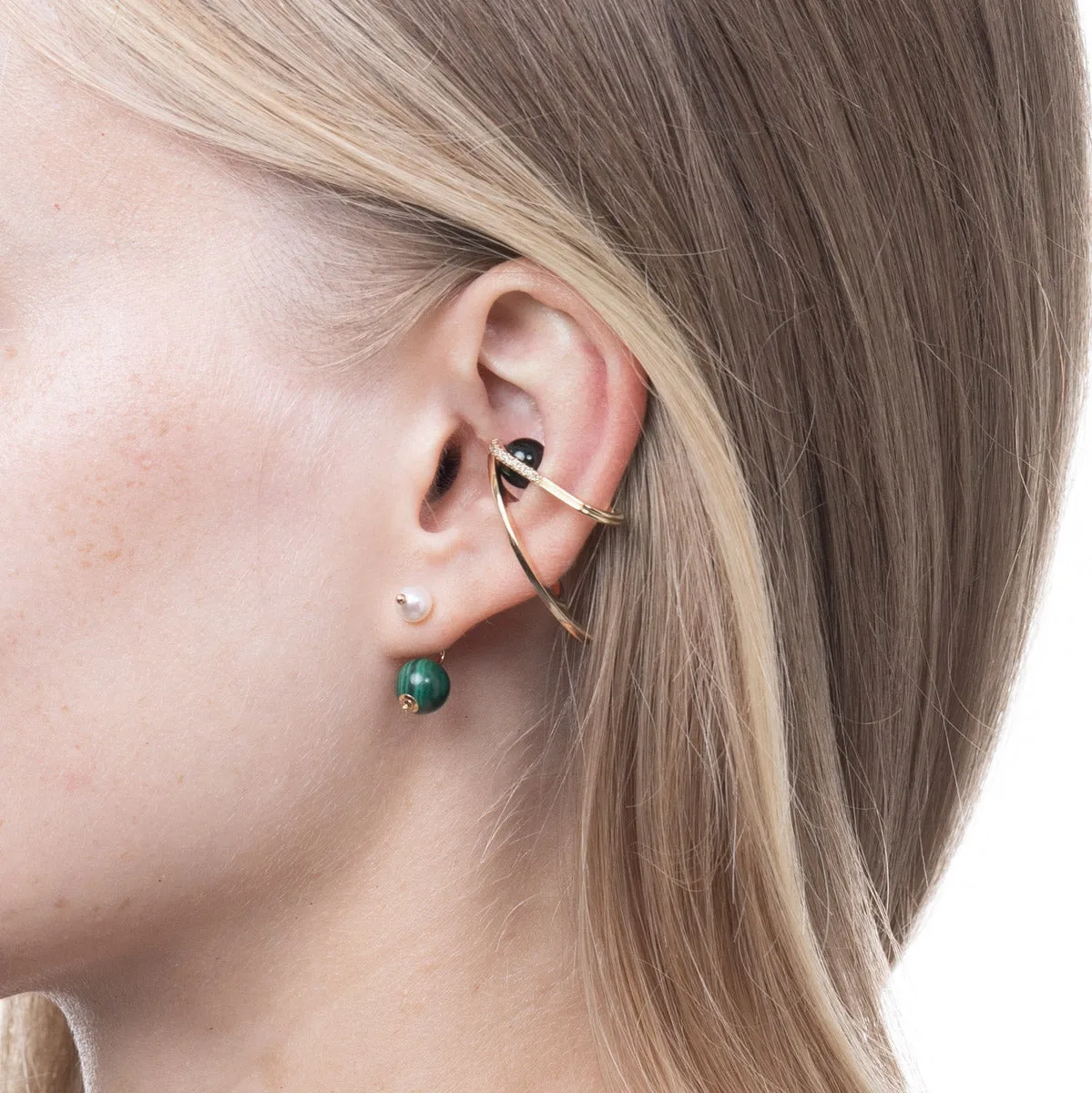 "Bumble Bee" Pearl Malachite Earring