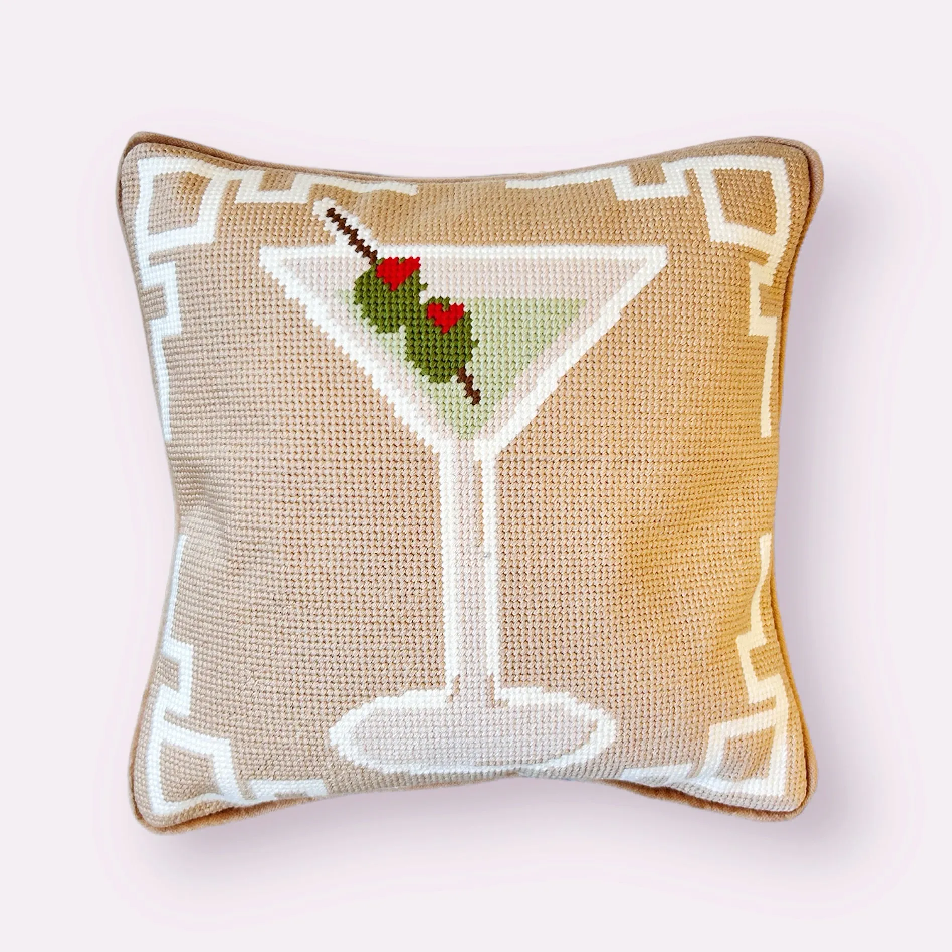 "Martini Magic" Hooked Pillow
