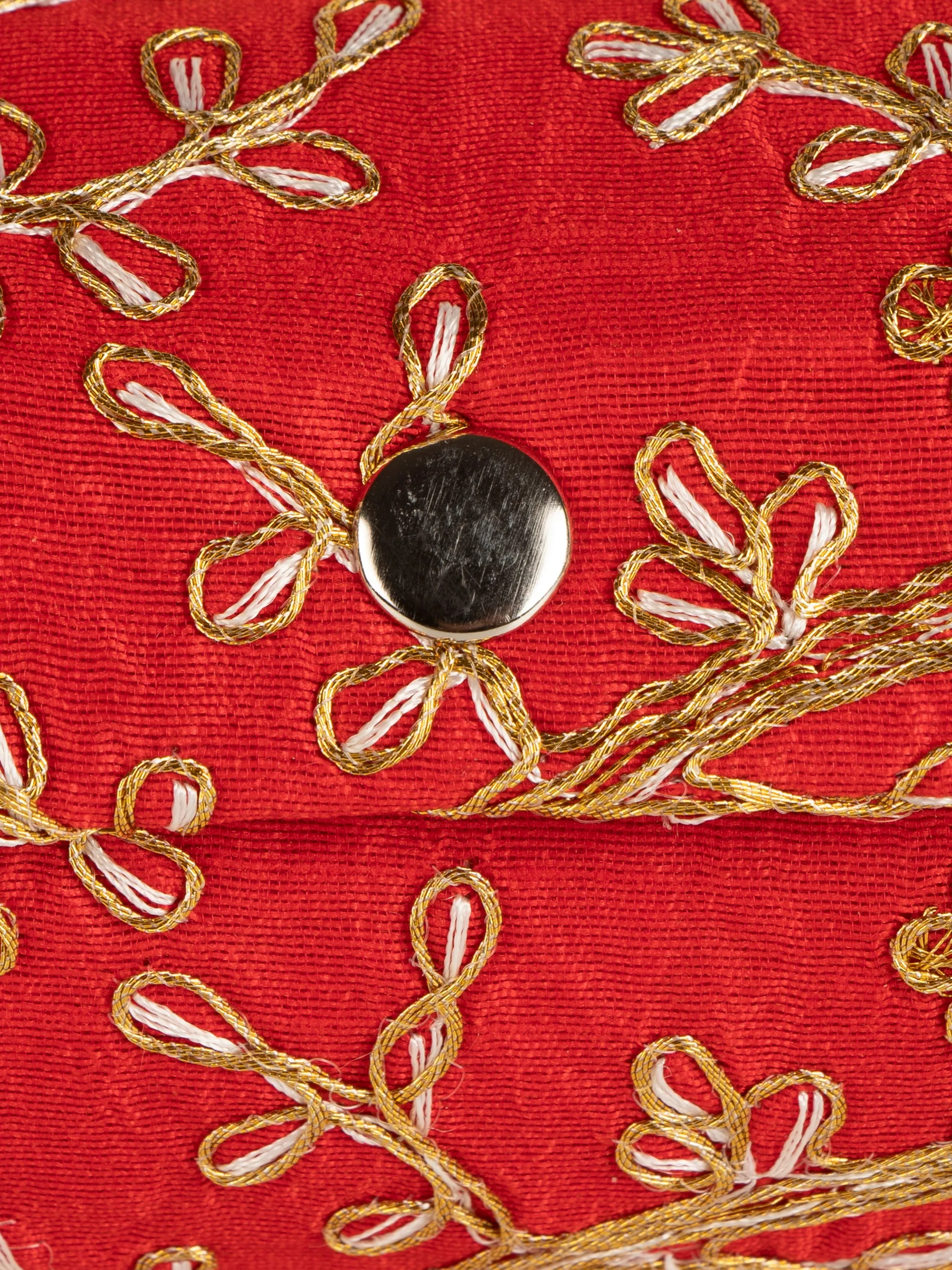 Red golden zari embroidered bangle organizer box
