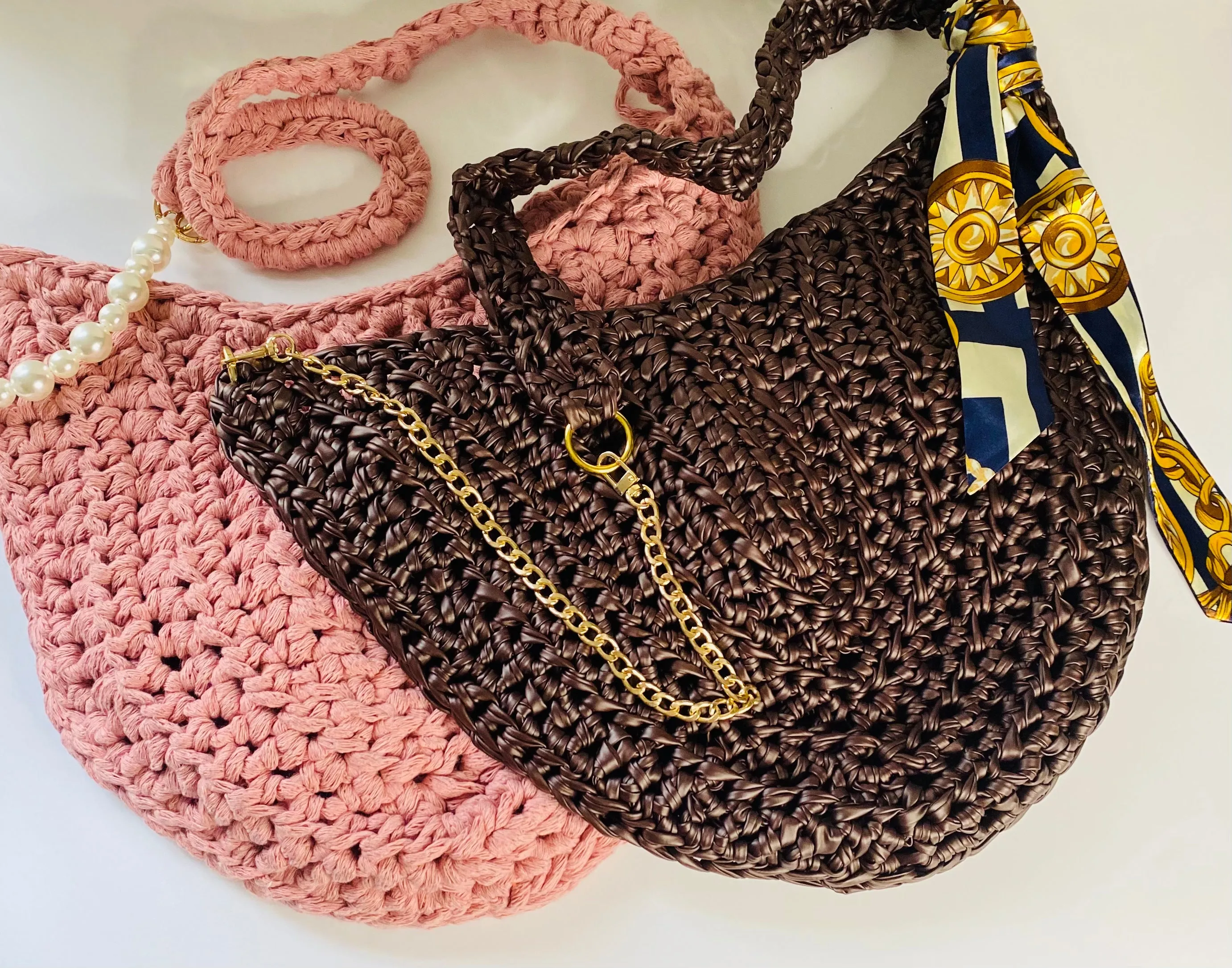 Smooth as leather Hobo style market bag, Kreations by V Luxury Handbag