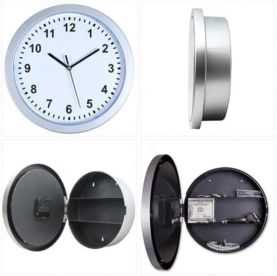 SOCHEP Wall Clocks Wall Clock Safe Wall Clock with Hidden Safe Wall Clock with Hidden Compartment Safe Clock Jewelry Container | Wall Clock Diversion Secret Interior Storage Vintage
