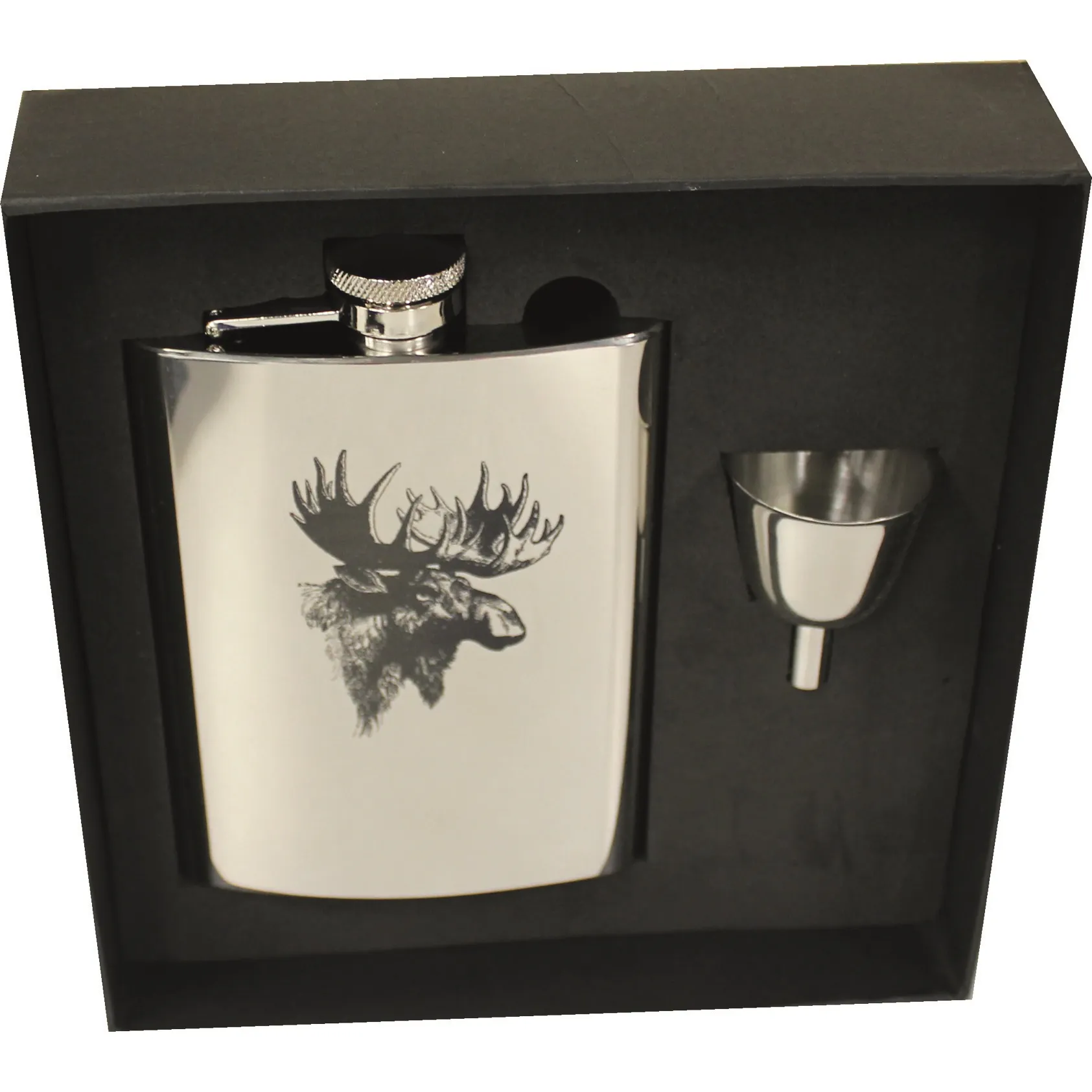 Stabilotherm Pocket Flask 0,2 L   Gift Box  Moose - Stainless Steel | Buy Stabilotherm Pocket Flask 0,2 L   Gift Box  Moose - Stainless Steel here | Outnorth