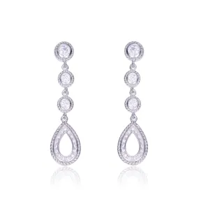 Sterling Silver Cubic Zirconia Pear Drop Earrings