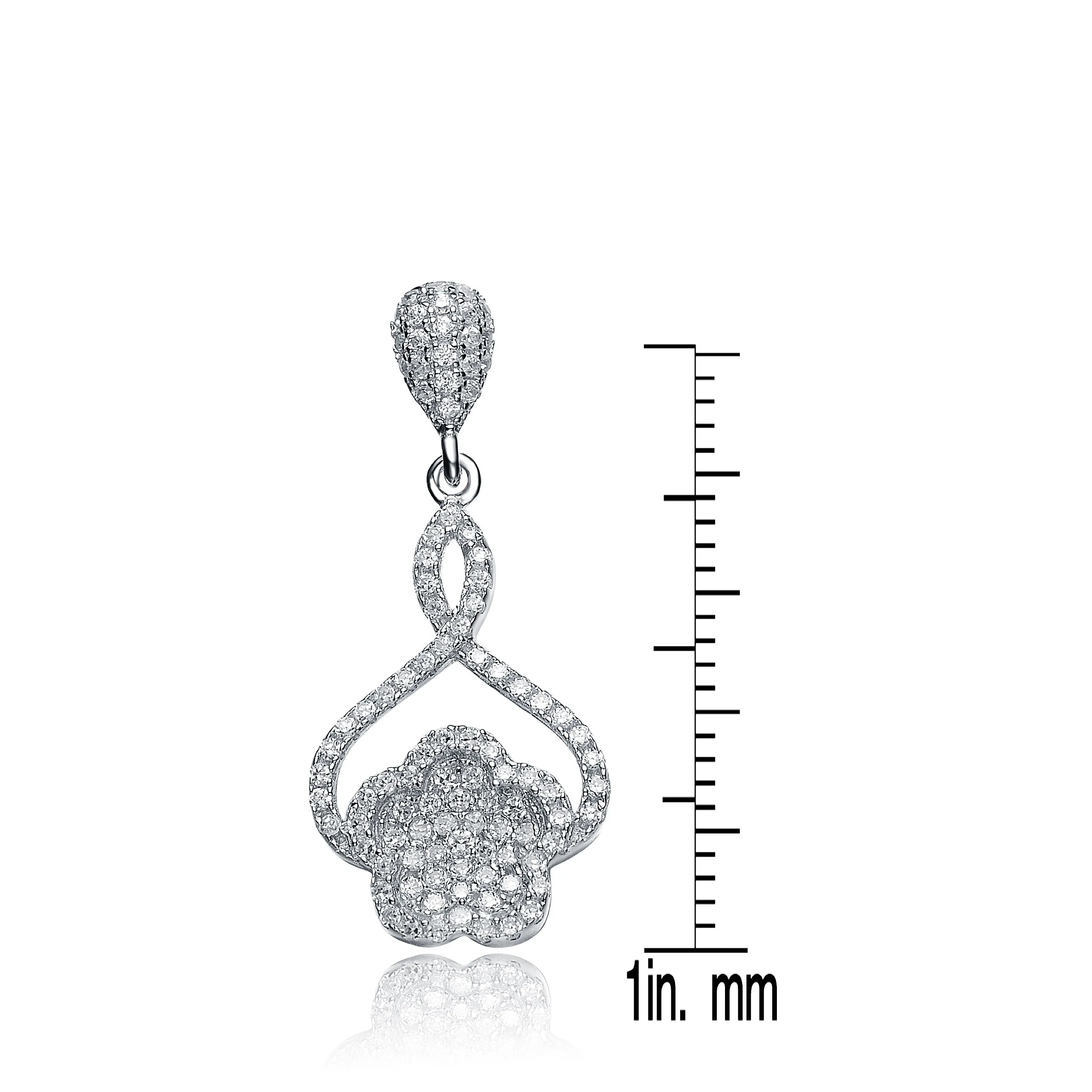 Sterling Silver Cubic Zirconia Petal Drop Earrings