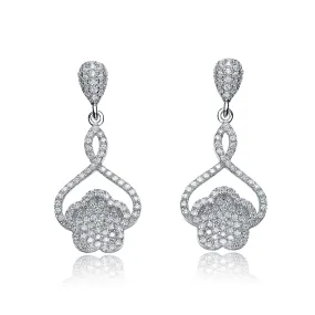 Sterling Silver Cubic Zirconia Petal Drop Earrings