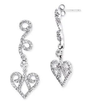 Sterling Silver Heart Cubic Zirconia Accent Dangle Earrings