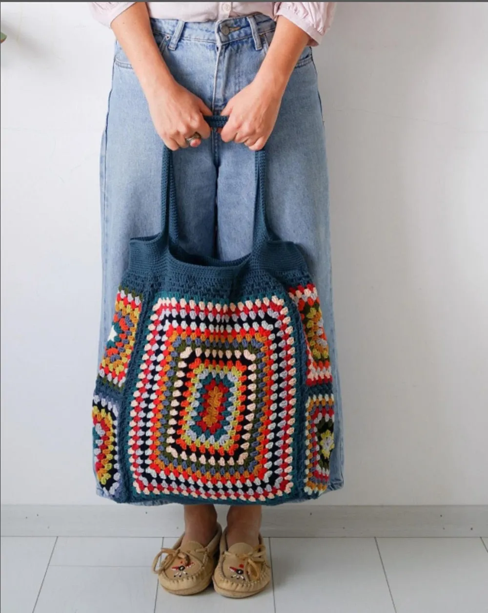 TEEK - Colorful Crochet Boho Square Handbag