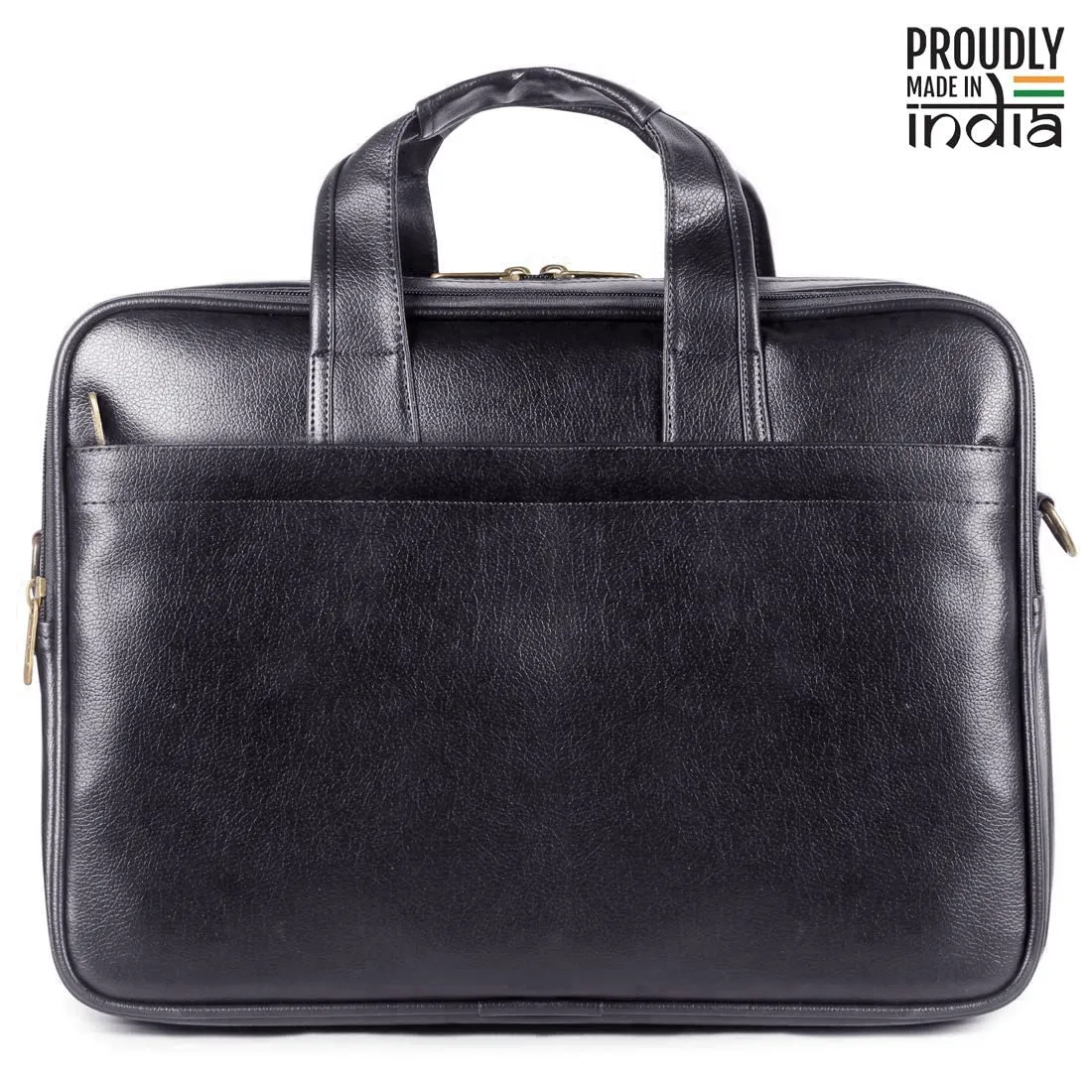 THE CLOWNFISH Unisex-Adult Faux Leather 15.6 Inch Utility Laptop Messenger Bag (Black)