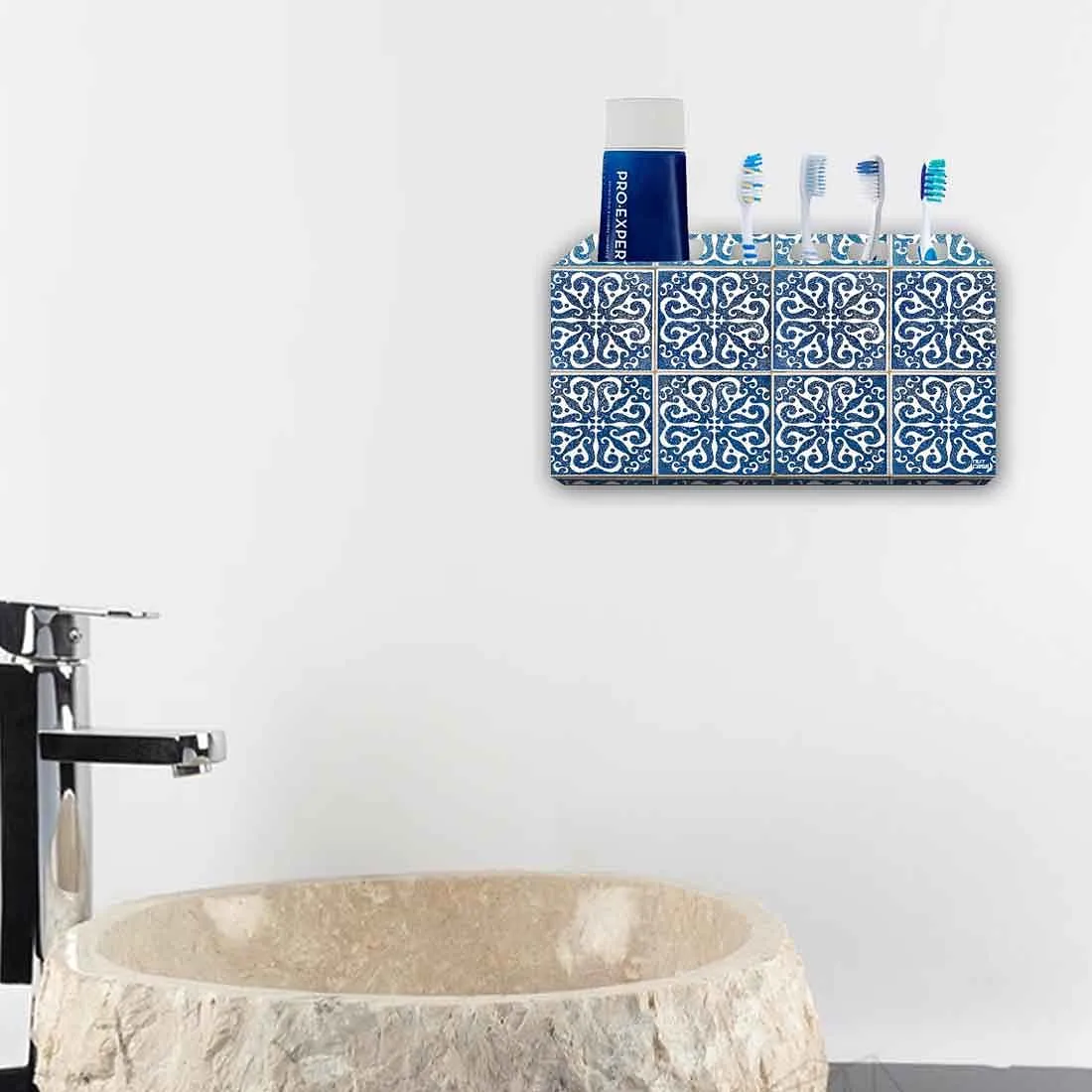 Toothbrush Holder Wall Mounted - Tiles Pattern