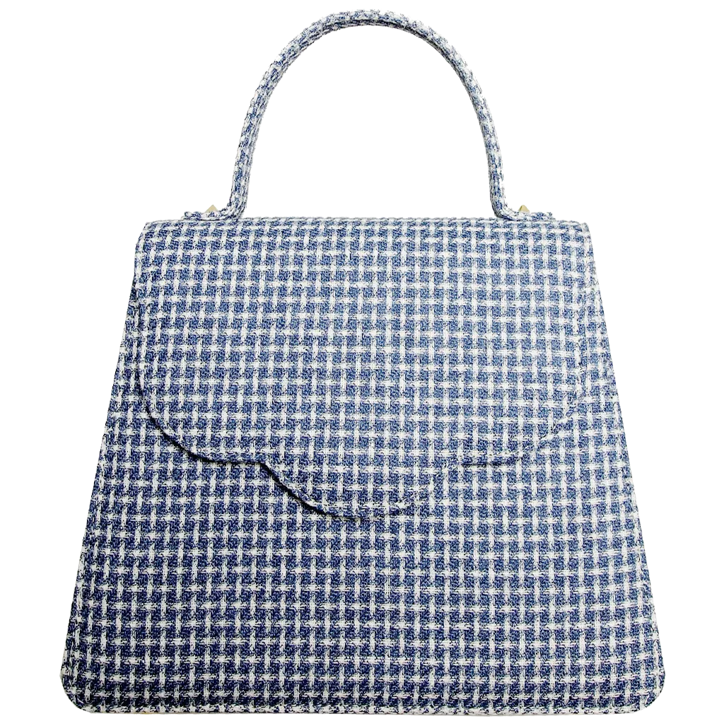 Top Handle Eco Wool Fabric Handbag Blue
