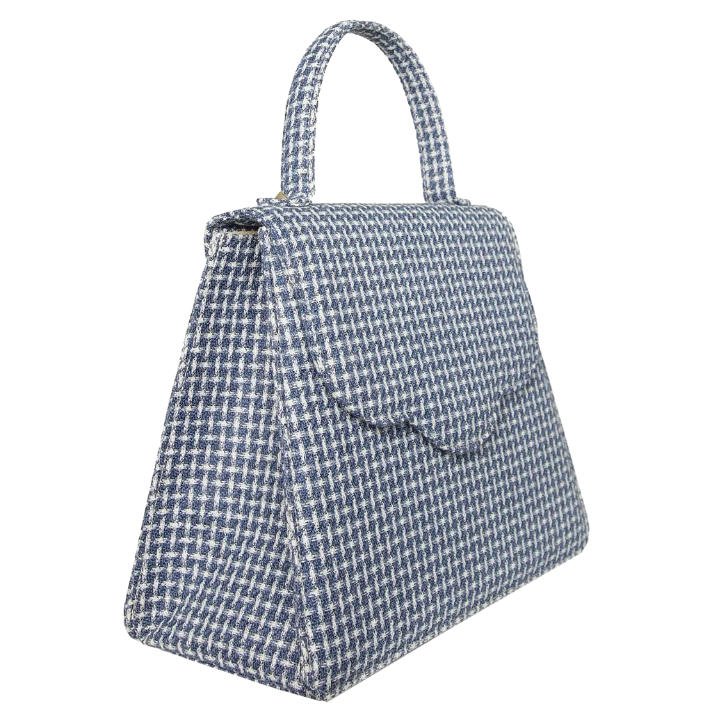 Top Handle Eco Wool Fabric Handbag Blue