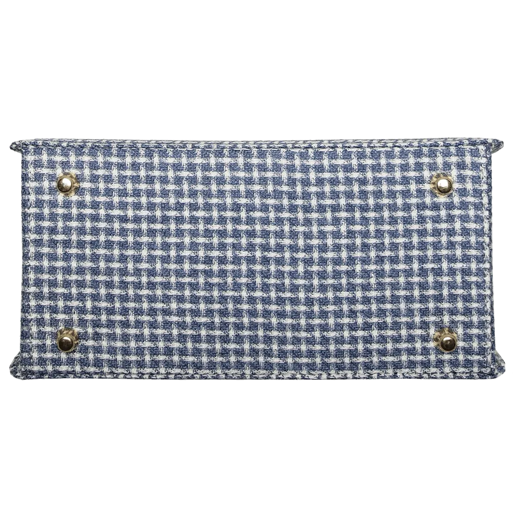 Top Handle Eco Wool Fabric Handbag Blue