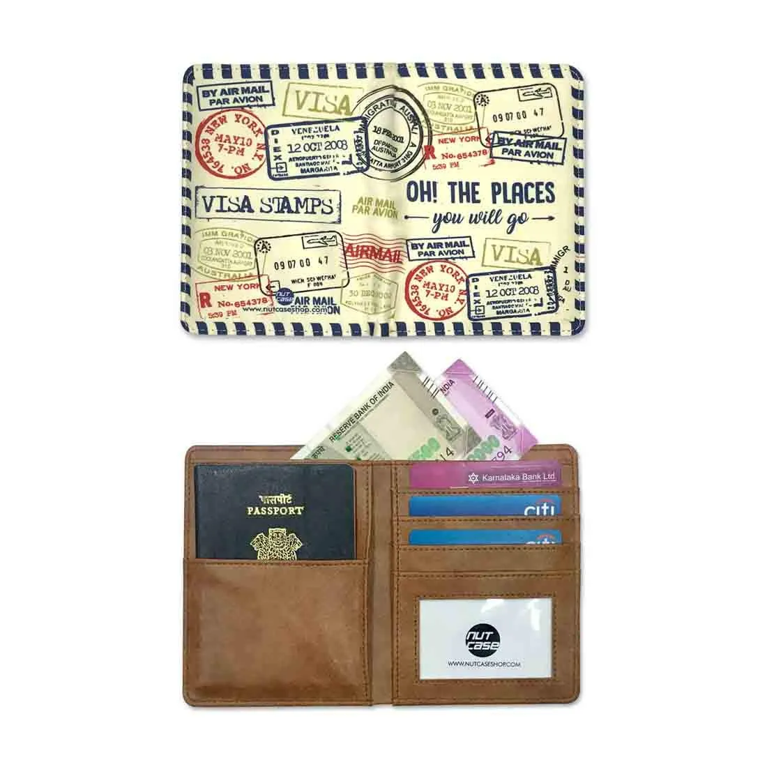 Travel Passport Cover Wallet Organizer  - Stamp