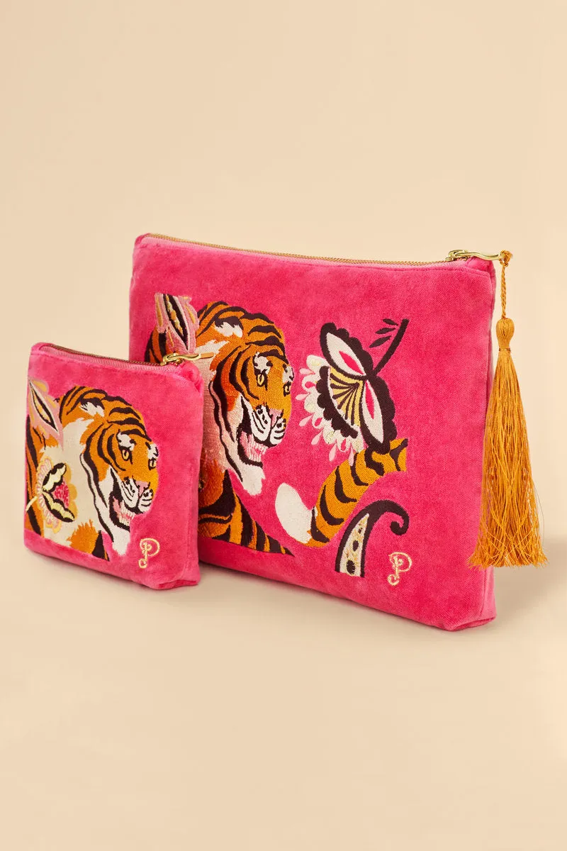 Velvet Embroidered Zip Bag Thrill of the Tiger