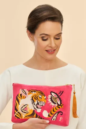 Velvet Embroidered Zip Bag Thrill of the Tiger