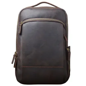 Vintage Mens Leather Backpack for Laptop