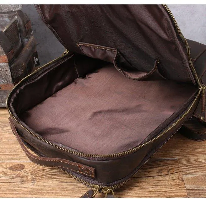 Vintage Mens Leather Backpack for Laptop